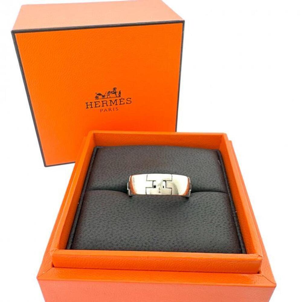 HERMES 18k Silver Ring #54